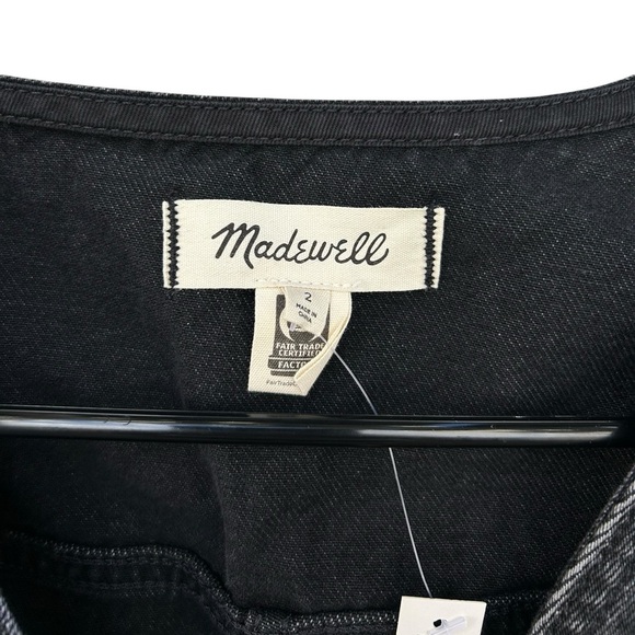 NWT Madewell Denim Cap-Sleeve Mini Dress in Tarrybrook Wash - Size 2 - Black - Picture 12 of 15